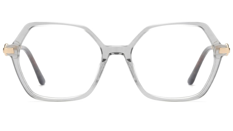 Armazon de acetato traslucido hexagonal para mujer
