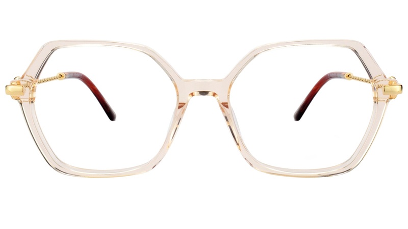 Armazon de acetato traslucido hexagonal para mujer