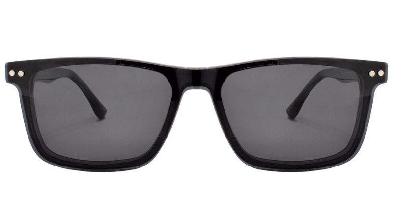 Armazon de acetato gris traslucido con clip-on negro