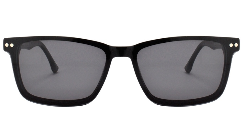 Armazon de acetato negro mate con clip-on negro