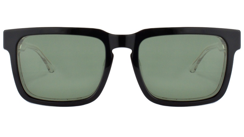 Armazon de acetato transparente con clip-on verde