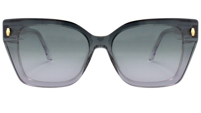 Armazon de acetato transparente con clip-on verde