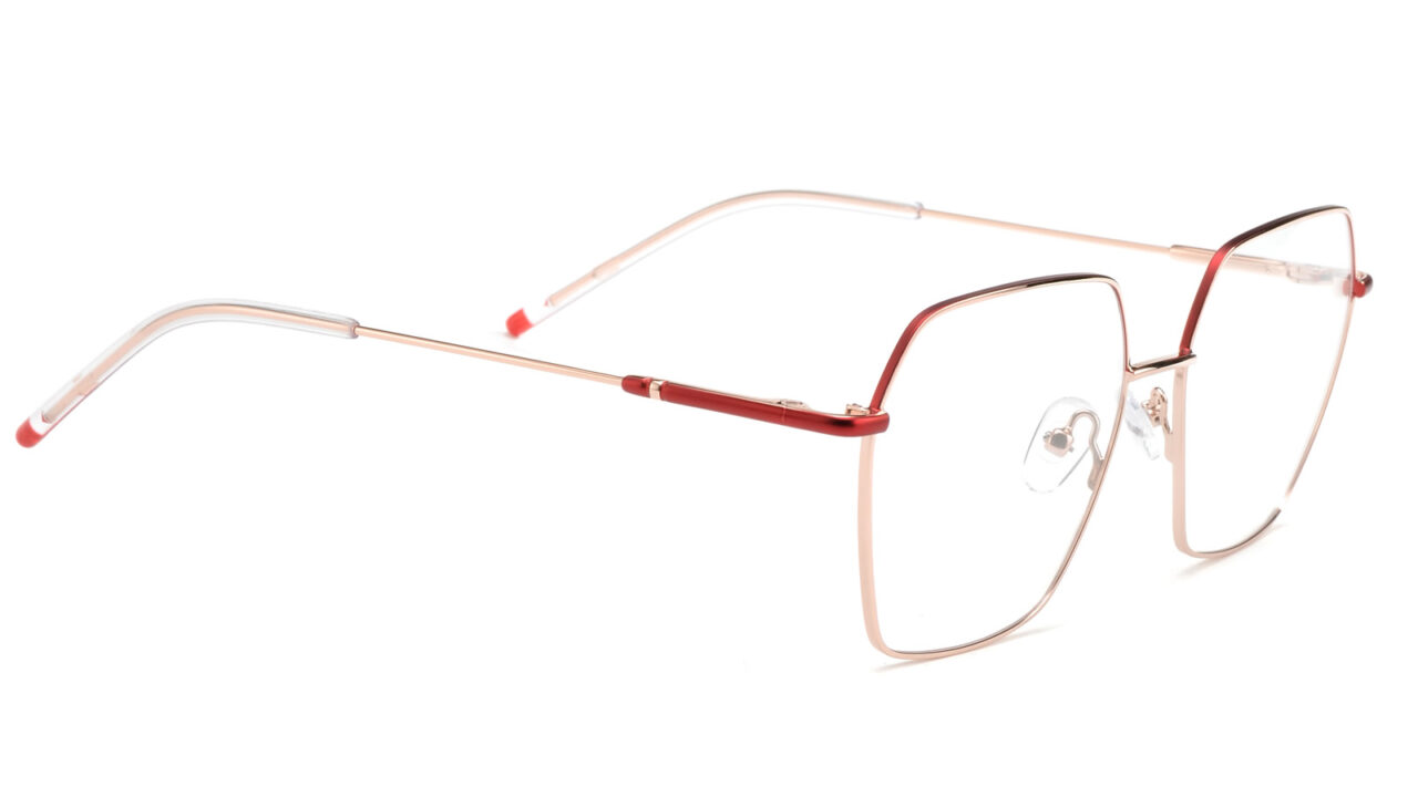 Armazón de metal para mujer con detalle en rojo