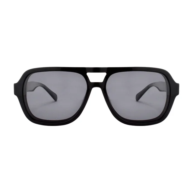 Armazón de acetato negro con clip-on solar